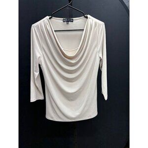 Catherine Malandrino Beige Scoop Long Sleeve Blouse